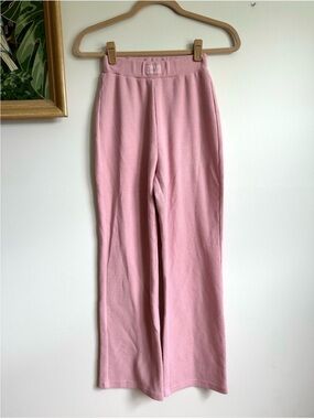 Comfrt Waffle Knit Wide Leg Lounge Pant Pink Womens XXS